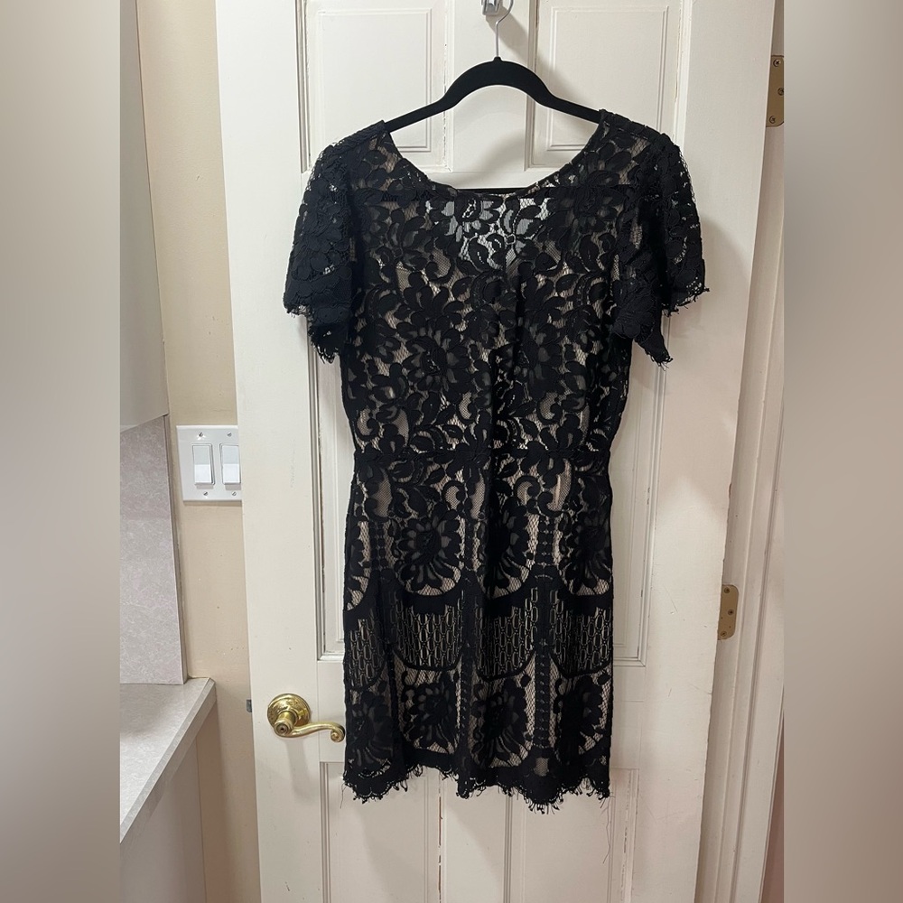 Lulu's Black Floral Lace Mini Dress